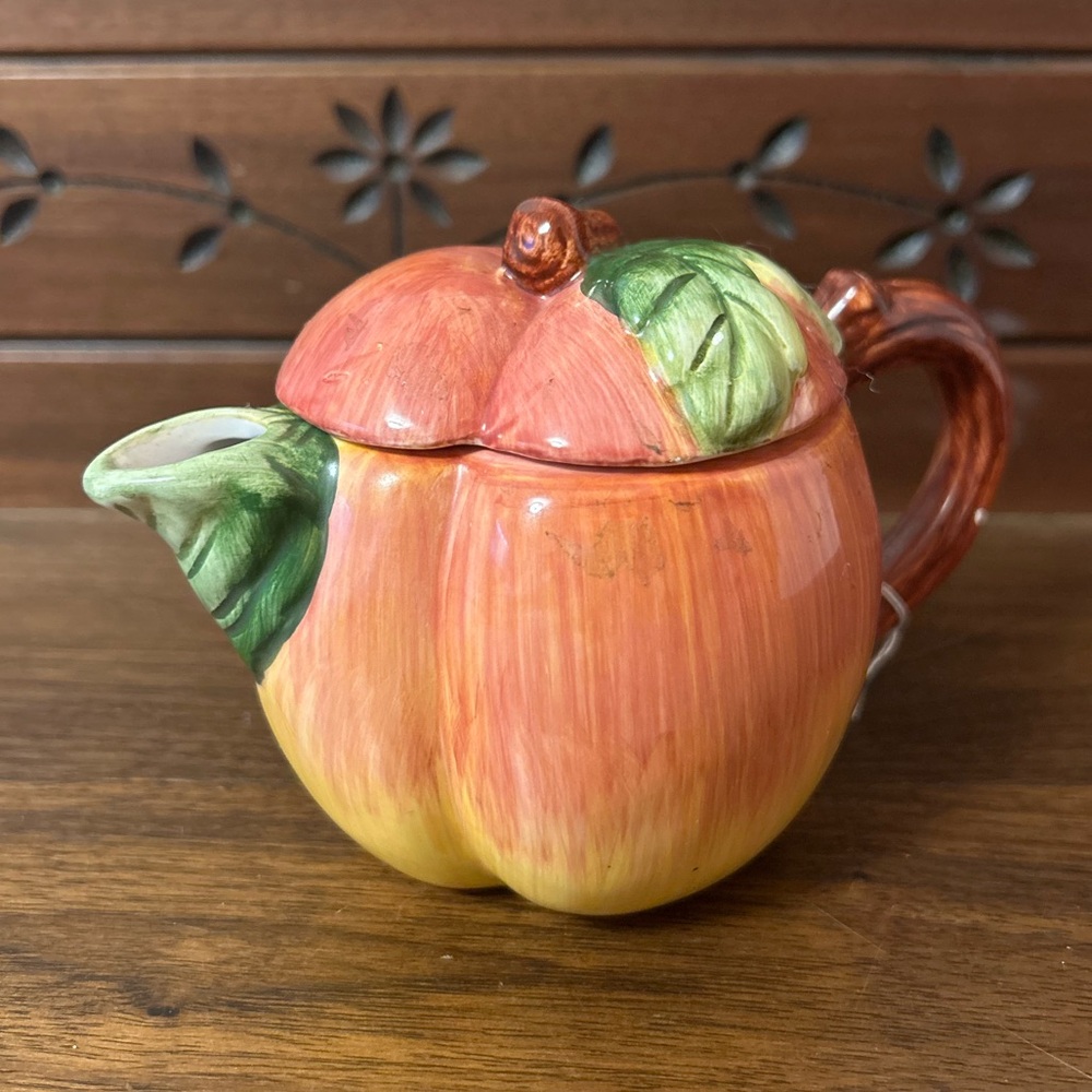 Vintage Decor - Ceramic Peach Mini Teapot